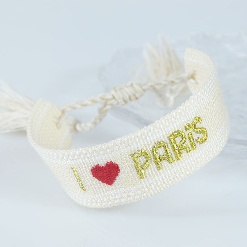 Embroidered Eiffel Tower ethnic style woven ribbon wrist strap Paris Sports Games wristband souvenir from France