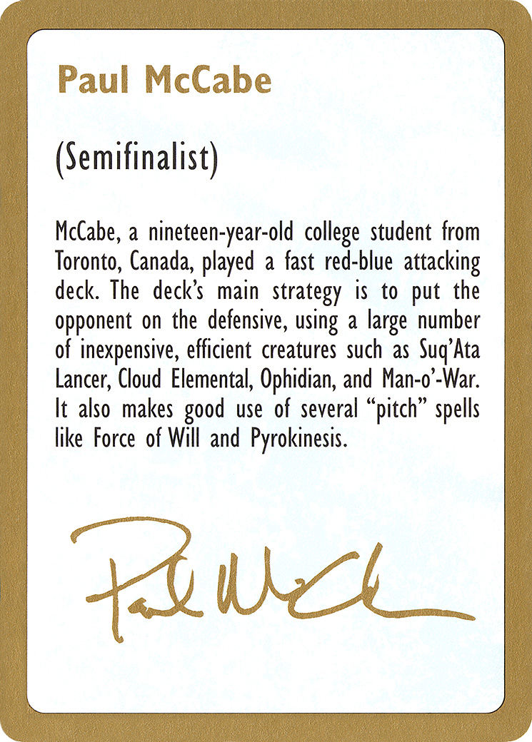 Paul McCabe Bio (WCD-PM0A) - World Championship Decks 1997