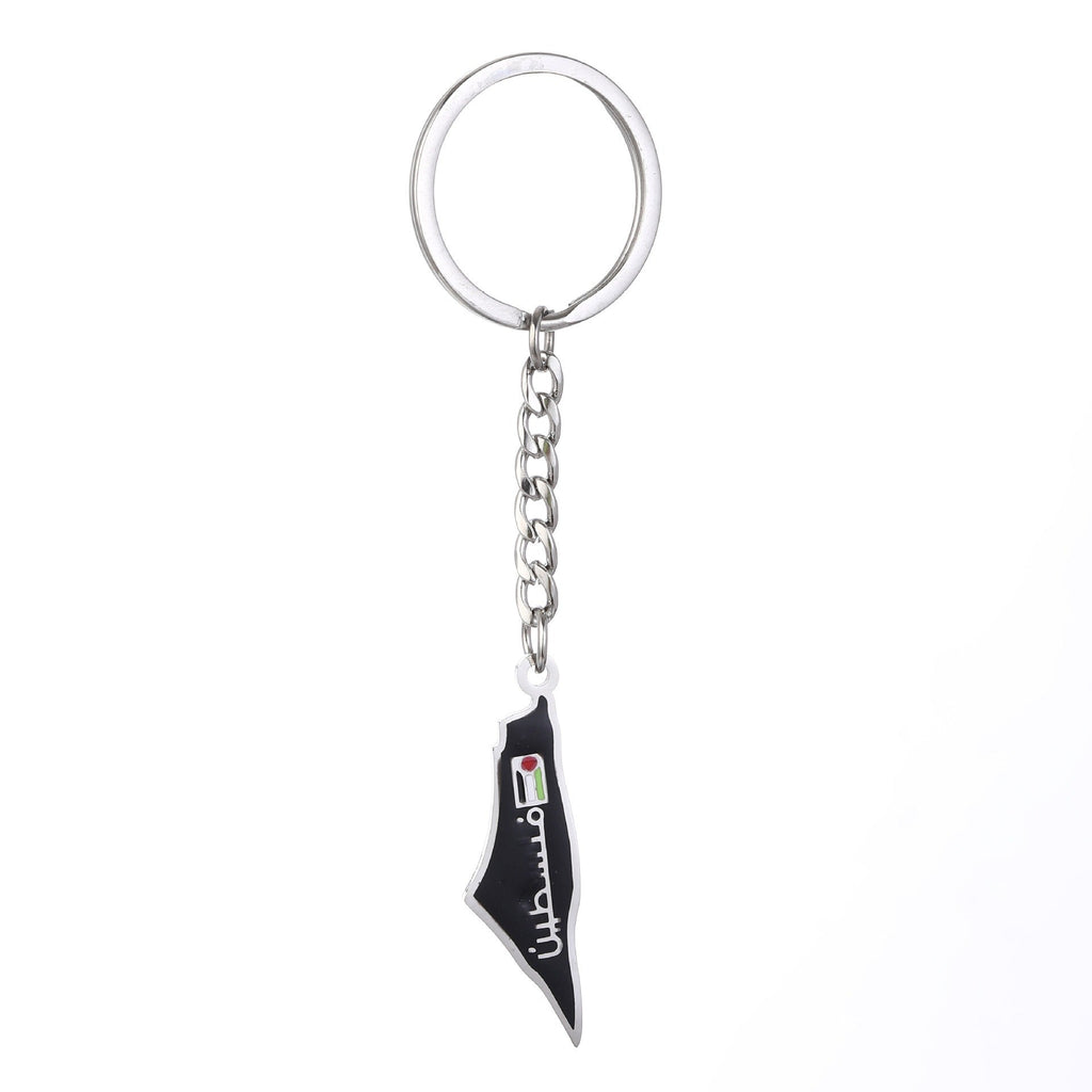 Palestine Map Flag Drip Oil Stainless Steel Keychain Fashion Men's and Women's Stainless Steel Keys