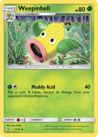 Weepinbell 002/145 - SM  Guardians Rising Reverse Holofoil