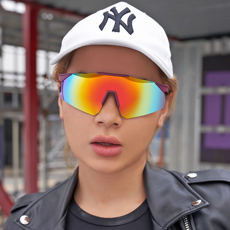 Colorful Cycling Sunglasses For Women With Advanced Sense Of Ins One-Piece Lenses For Outdoor Sports Sunglasses For Men