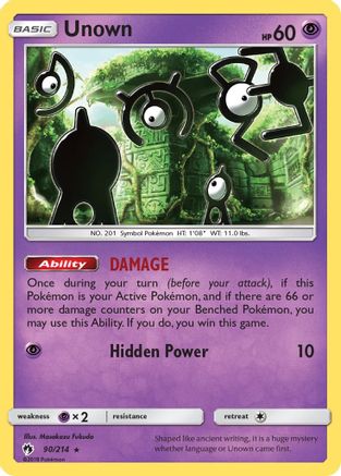 Unown 090/214 - SM  Lost Thunder Reverse Holofoil