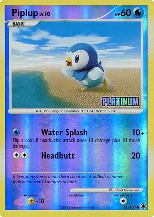 Piplup [Platinum] 071/100 - Burger King Promos Reverse Holofoil