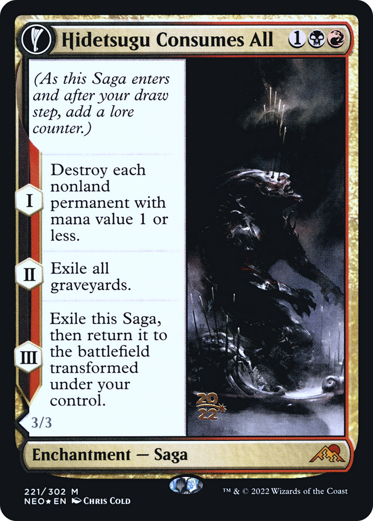 Hidetsugu Consumes All // Vessel of the All-Consuming (PRE-221S) - Kamigawa: Neon Dynasty Promos: (fandfc, enchantment) Foil