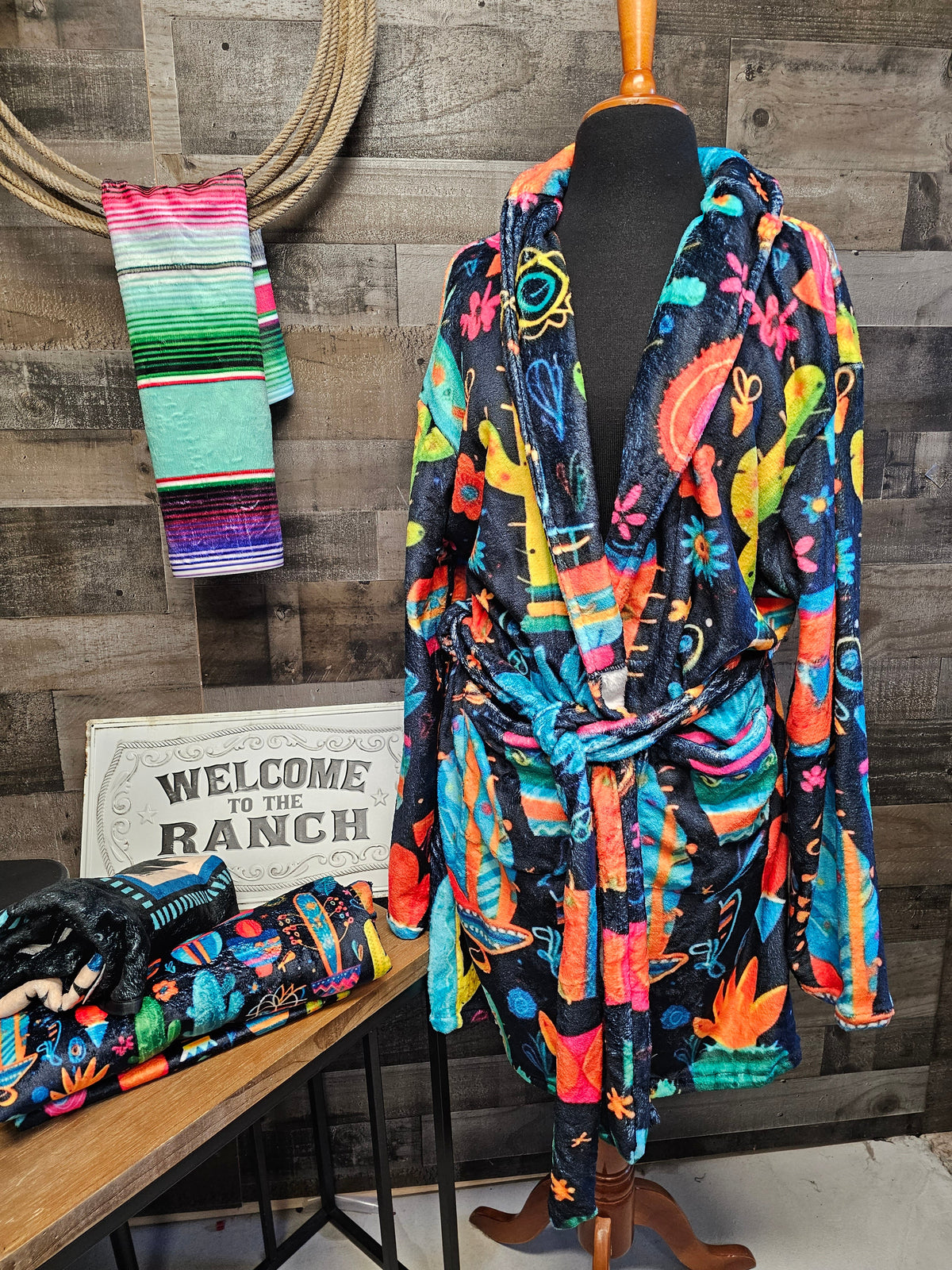 Baha Ranch Crazy Cactus Lady Western Bath Robe