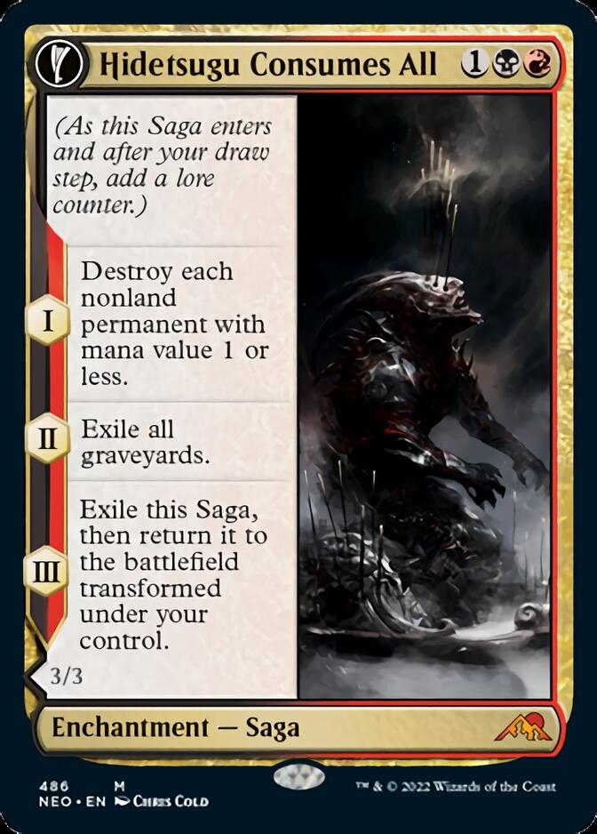 Hidetsugu Consumes All // Vessel of the All-Consuming (NEO-486) - Kamigawa: Neon Dynasty: (Extended Art, fandfc, enchantment)