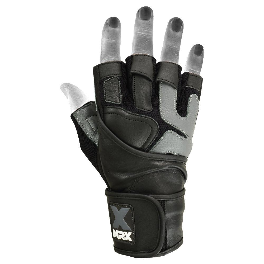 Mrx Men's Weight Lifting Pro Leather Gloves 18 Inches Long Wrist Strap