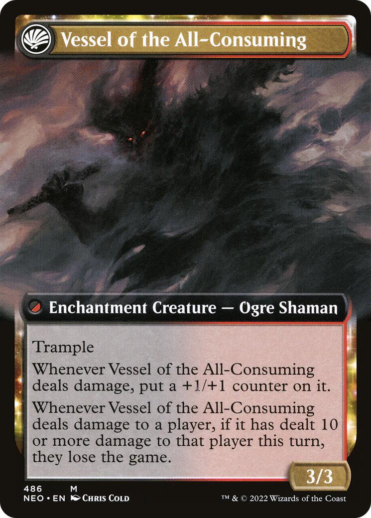 Hidetsugu Consumes All // Vessel of the All-Consuming (NEO-486) - Kamigawa: Neon Dynasty: (Extended Art, fandfc, enchantment)