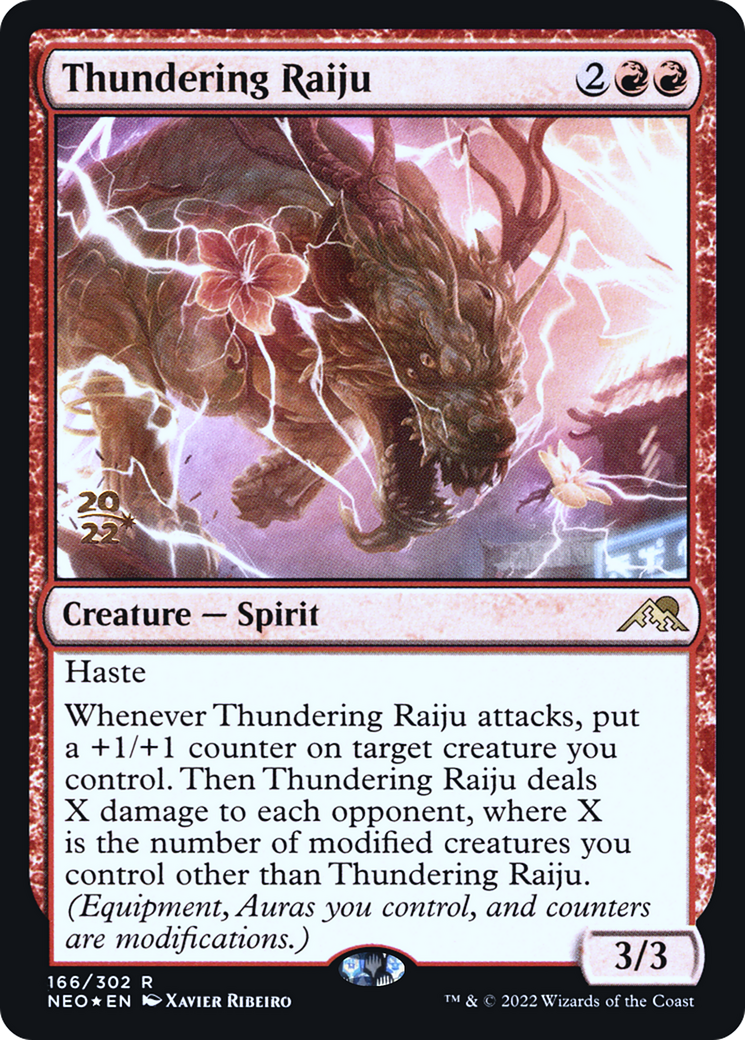 Thundering Raiju (PRE-166S) - Kamigawa: Neon Dynasty Promos Foil
