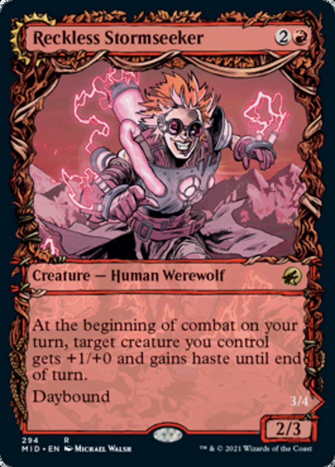 Reckless Stormseeker // Storm-Charged Slasher (MID-294) - Innistrad: Midnight Hunt: (Showcase, Double Faced Transform)