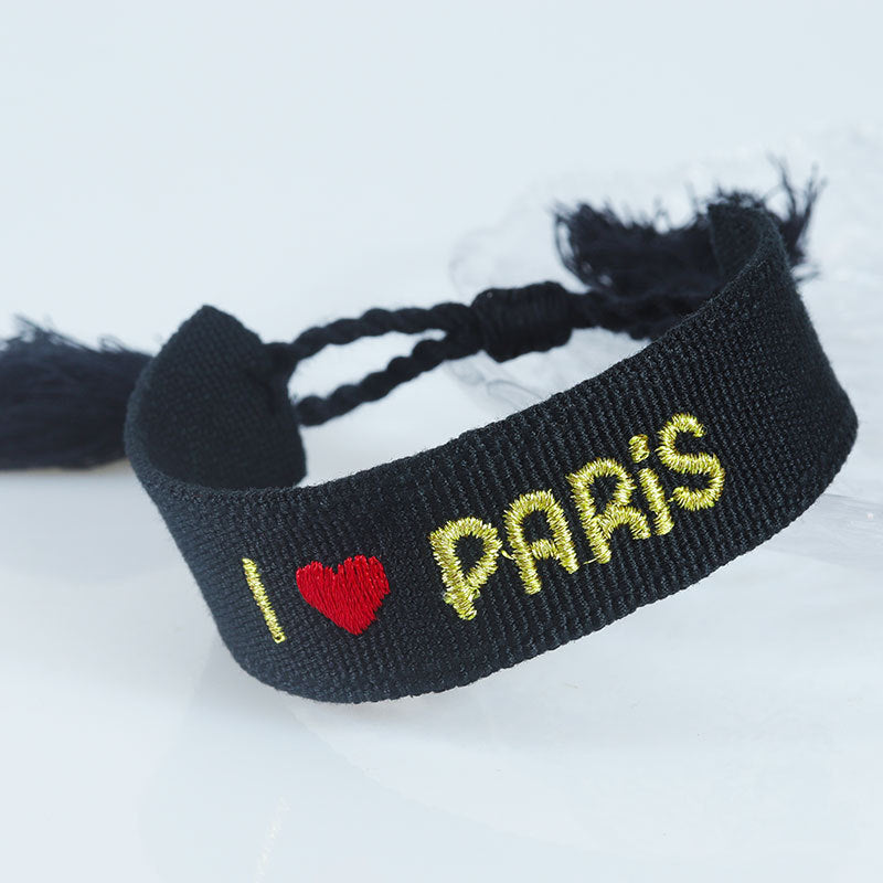 Embroidered Eiffel Tower ethnic style woven ribbon wrist strap Paris Sports Games wristband souvenir from France