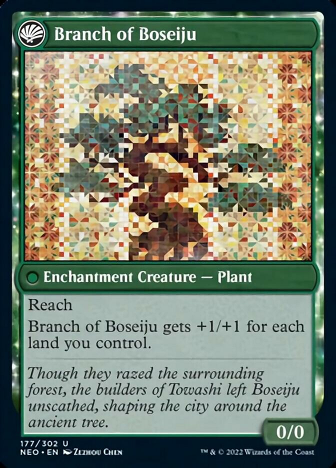 Boseiju Reaches Skyward // Branch of Boseiju (NEO-177) - Kamigawa: Neon Dynasty: (fandfc, enchantment)