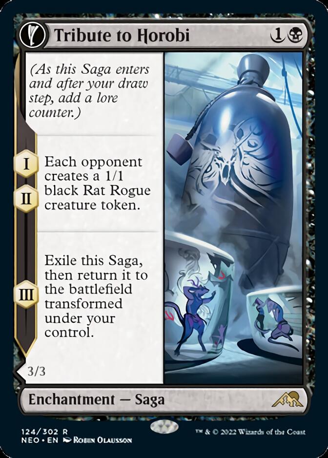 Tribute to Horobi // Echo of Death's Wail (NEO-124) - Kamigawa: Neon Dynasty: (fandfc, enchantment)