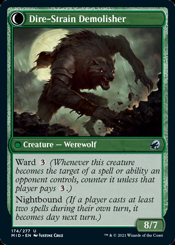 Burly Breaker // Dire-Strain Demolisher (MID-174) - Innistrad: Midnight Hunt: (Double Faced Transform)