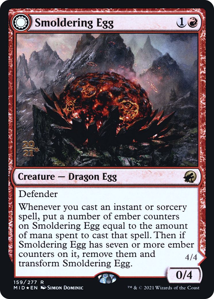 Smoldering Egg // Ashmouth Dragon (PRE-159S) - Innistrad: Midnight Hunt Promos: (Double Faced Transform) Foil