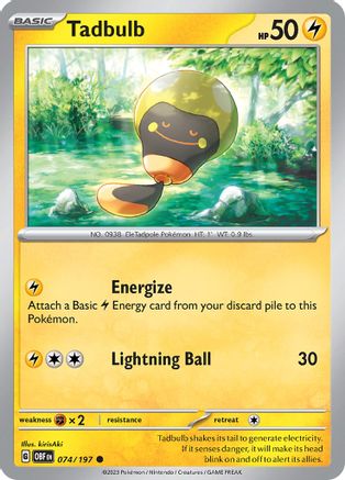 Tadbulb 074/197 - SV03 Obsidian Flames Reverse Holofoil