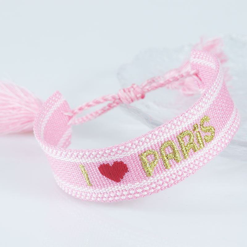 Embroidered Eiffel Tower ethnic style woven ribbon wrist strap Paris Sports Games wristband souvenir from France