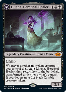 Liliana, Heretical Healer // Liliana, Defiant Necromancer (CC2-001) - Commander Collection: Black: (originpwdfc)