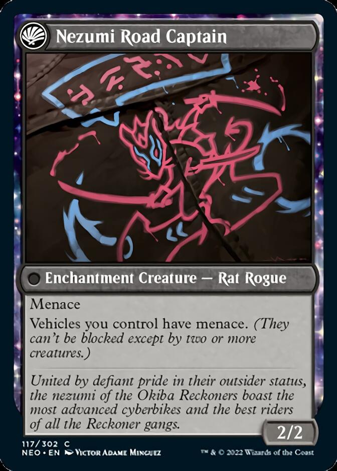 Okiba Reckoner Raid // Nezumi Road Captain (NEO-117) - Kamigawa: Neon Dynasty: (fandfc, enchantment)