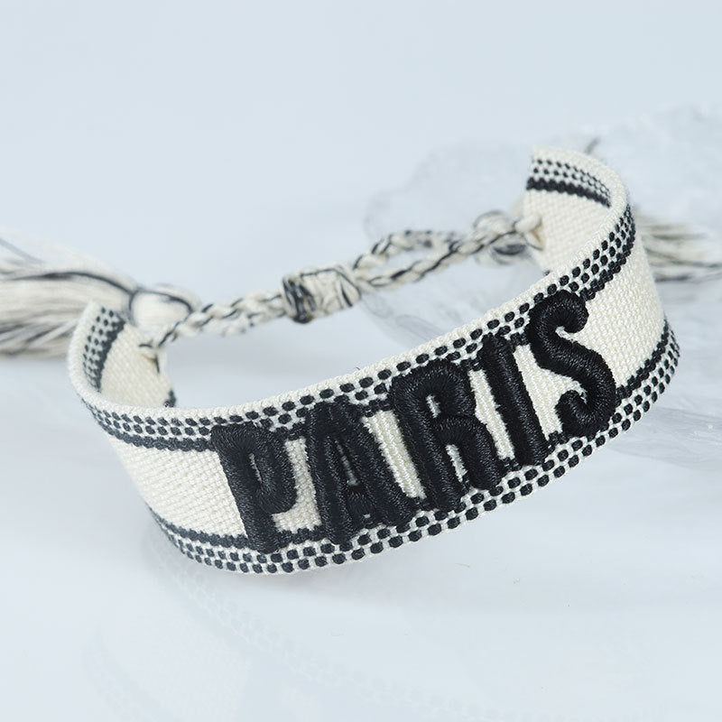 Embroidered Eiffel Tower ethnic style woven ribbon wrist strap Paris Sports Games wristband souvenir from France