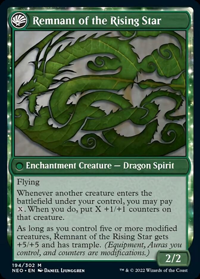 Jugan Defends the Temple // Remnant of the Rising Star (NEO-194) - Kamigawa: Neon Dynasty: (fandfc, enchantment)