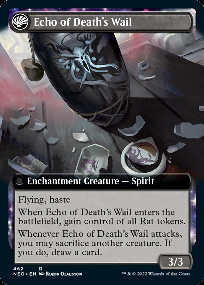 Tribute to Horobi // Echo of Death's Wail (NEO-462) - Kamigawa: Neon Dynasty: (Extended Art, fandfc, enchantment)