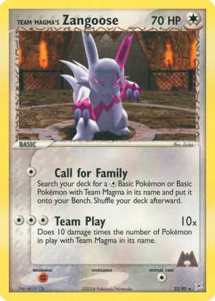Team Magma's Zangoose 023/95 - Team Magma vs Team Aqua Reverse Holofoil