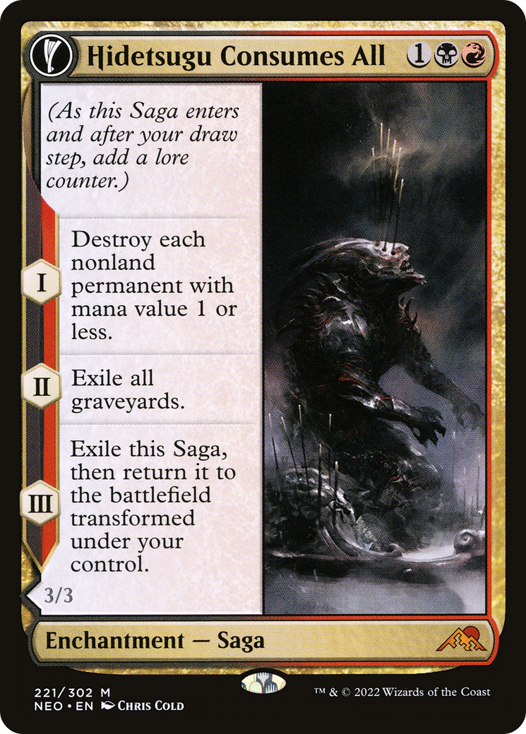 Hidetsugu Consumes All // Vessel of the All-Consuming (NEO-221) - Kamigawa: Neon Dynasty: (fandfc, enchantment)