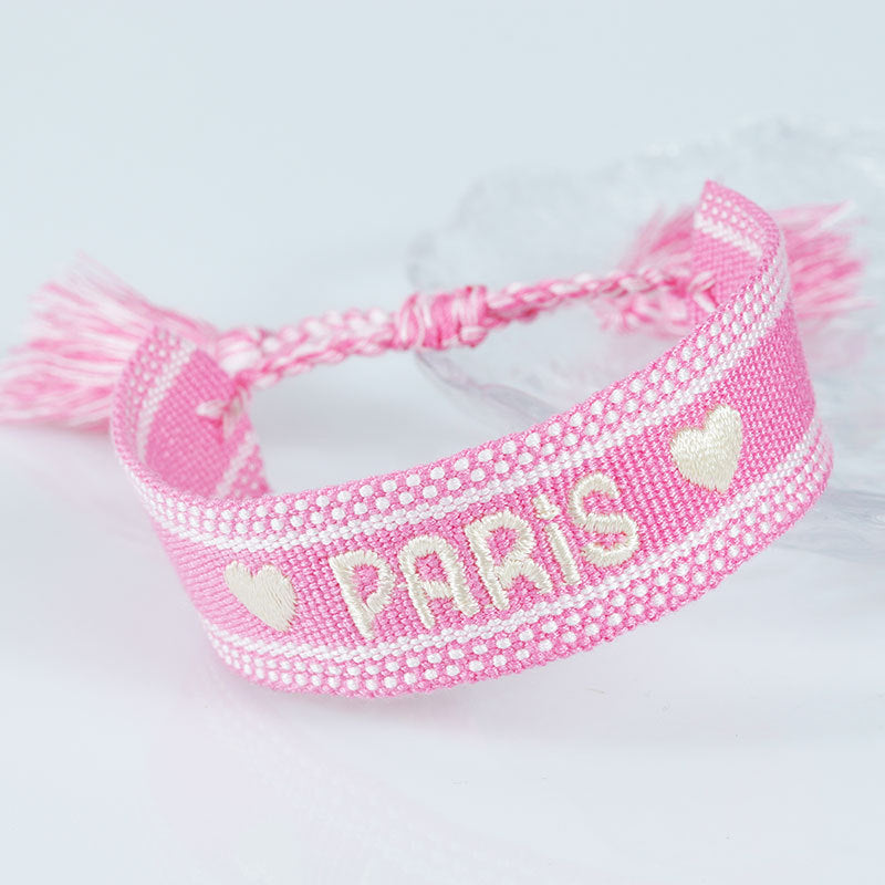 Embroidered Eiffel Tower ethnic style woven ribbon wrist strap Paris Sports Games wristband souvenir from France