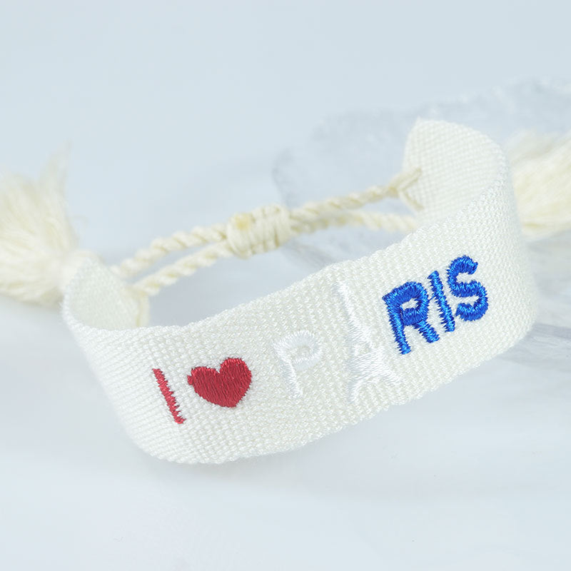 Embroidered Eiffel Tower ethnic style woven ribbon wrist strap Paris Sports Games wristband souvenir from France
