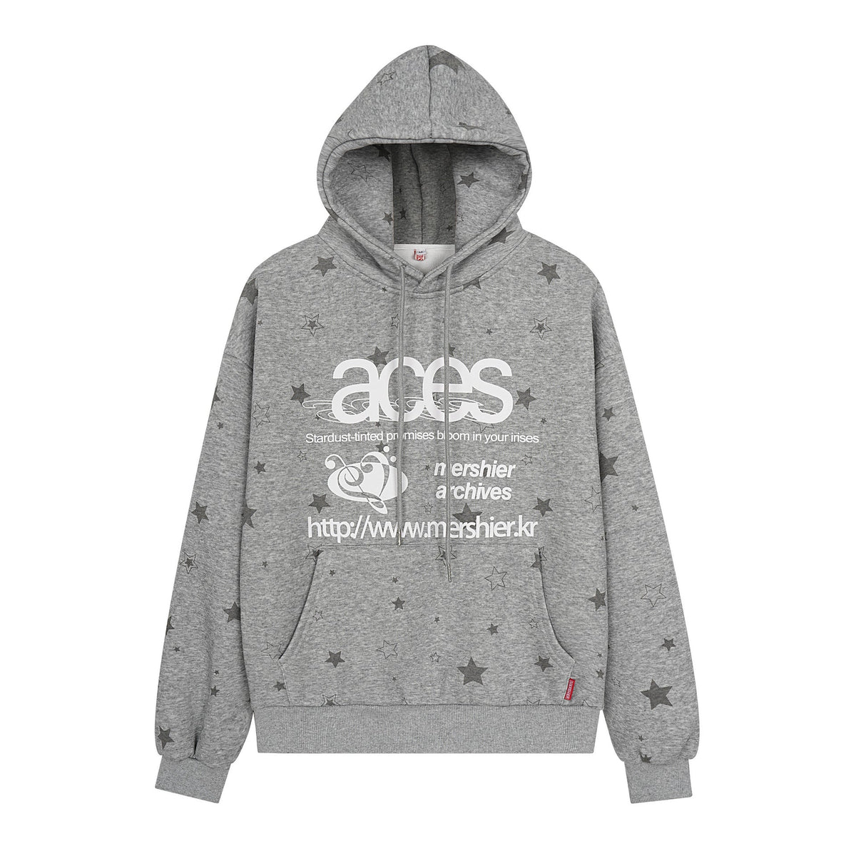 Star letter printed fleece hooded sweatshirt