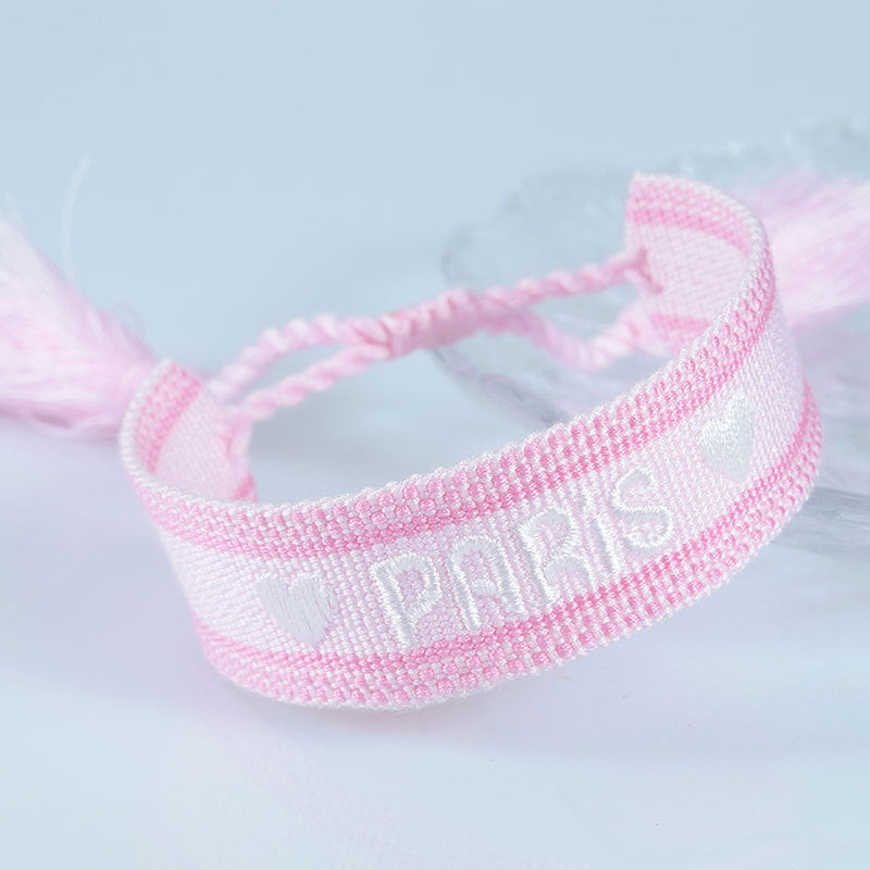 Embroidered Eiffel Tower ethnic style woven ribbon wrist strap Paris Sports Games wristband souvenir from France