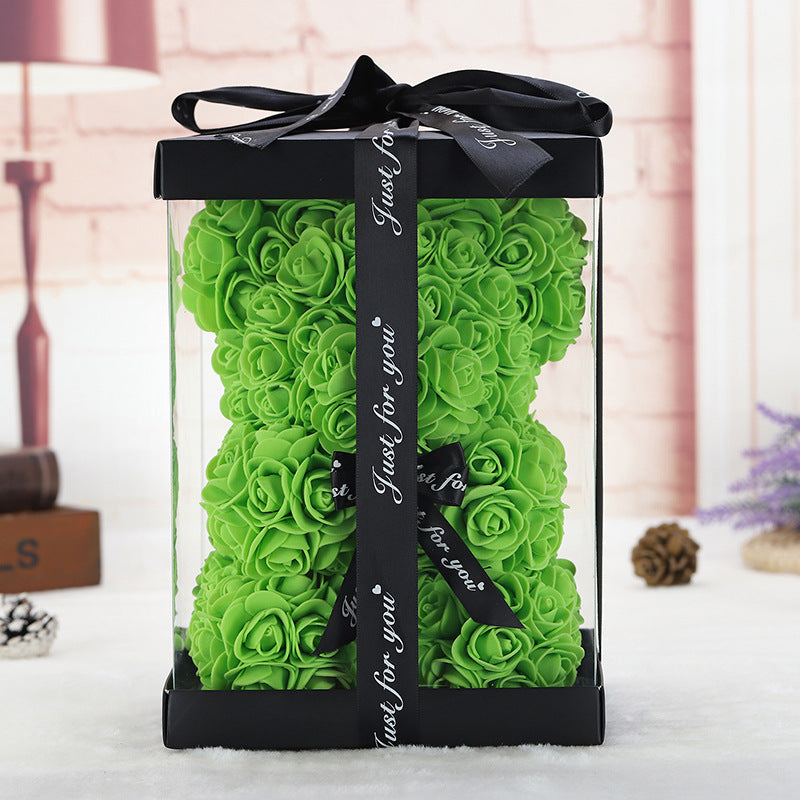 Mother's Day Gift 25cm Foam Flower Bear PE Rose Flower Bear PVC Gift Box Valentine's Day Cross-border Bestseller