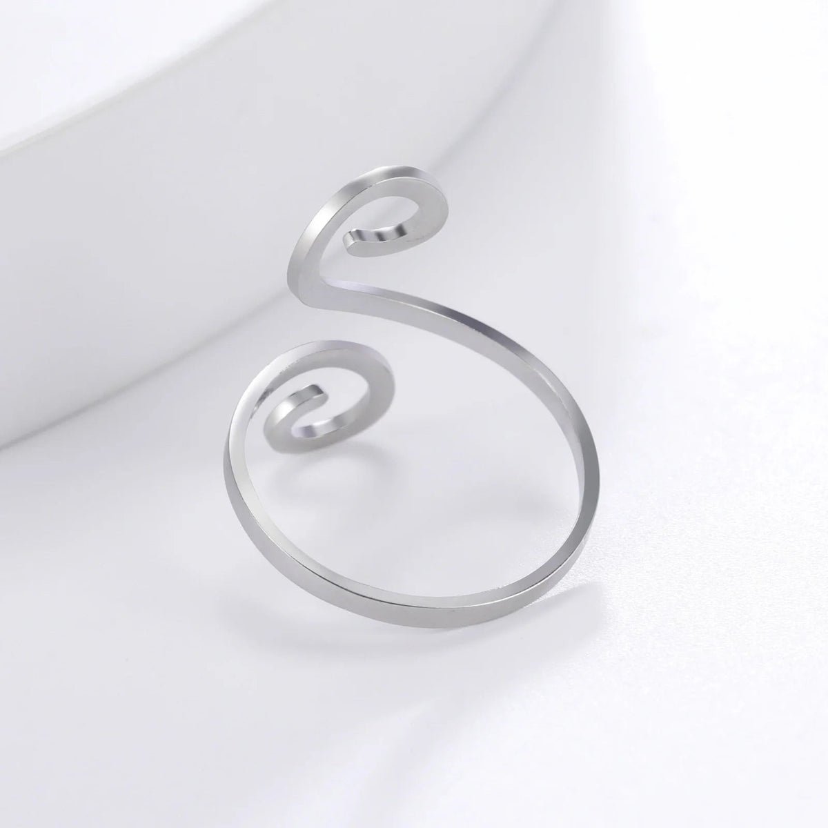 Stainless Steel Large Spiral Ring Women Gold Color Adjustable Finger Rings Minimalist Jewelry Valentine Gift New In