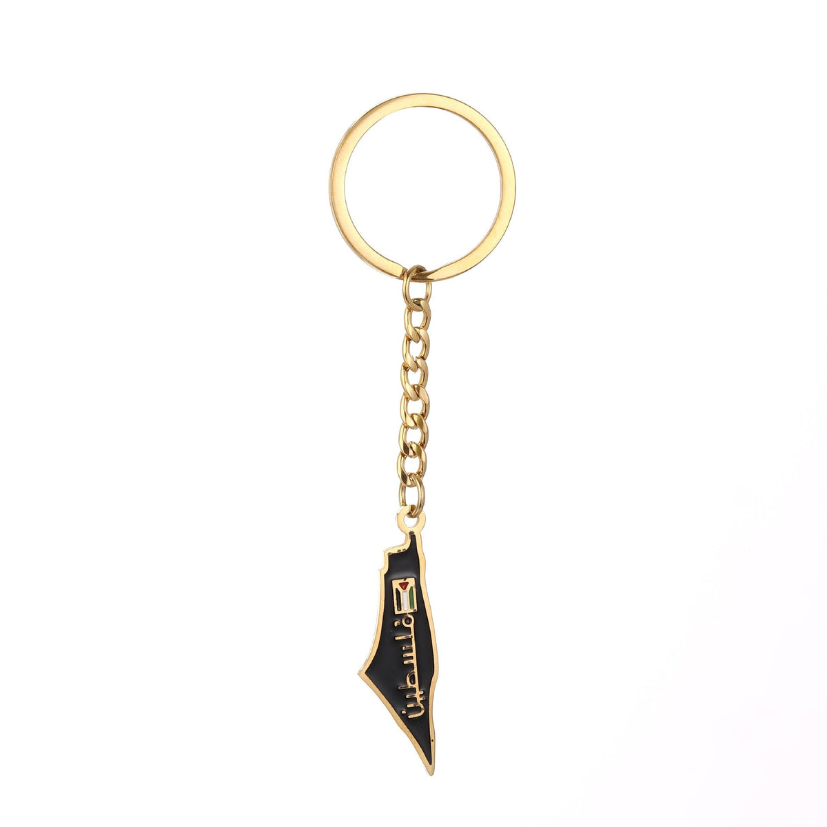 Palestine Map Flag Drip Oil Stainless Steel Keychain Fashion Men's and Women's Stainless Steel Keys