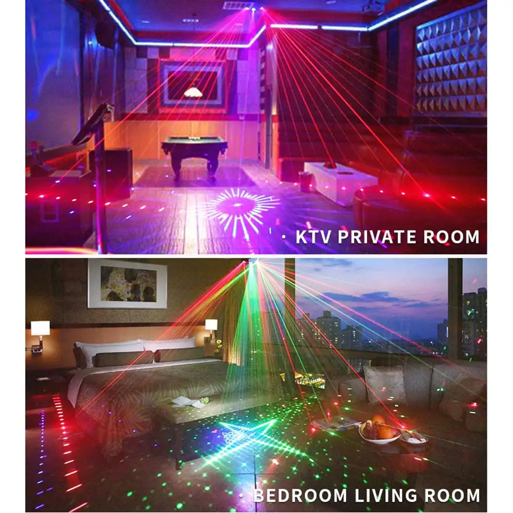 9-eye RGB Disco Dj Lamp DMX Remote Control  Strobe Stage Light Halloween Christmas Bar Party  Led Laser Projector Home Decor