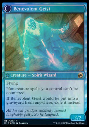 Malevolent Hermit // Benevolent Geist (PRE-61S) - Innistrad: Midnight Hunt Promos: (Double Faced Transform) Foil
