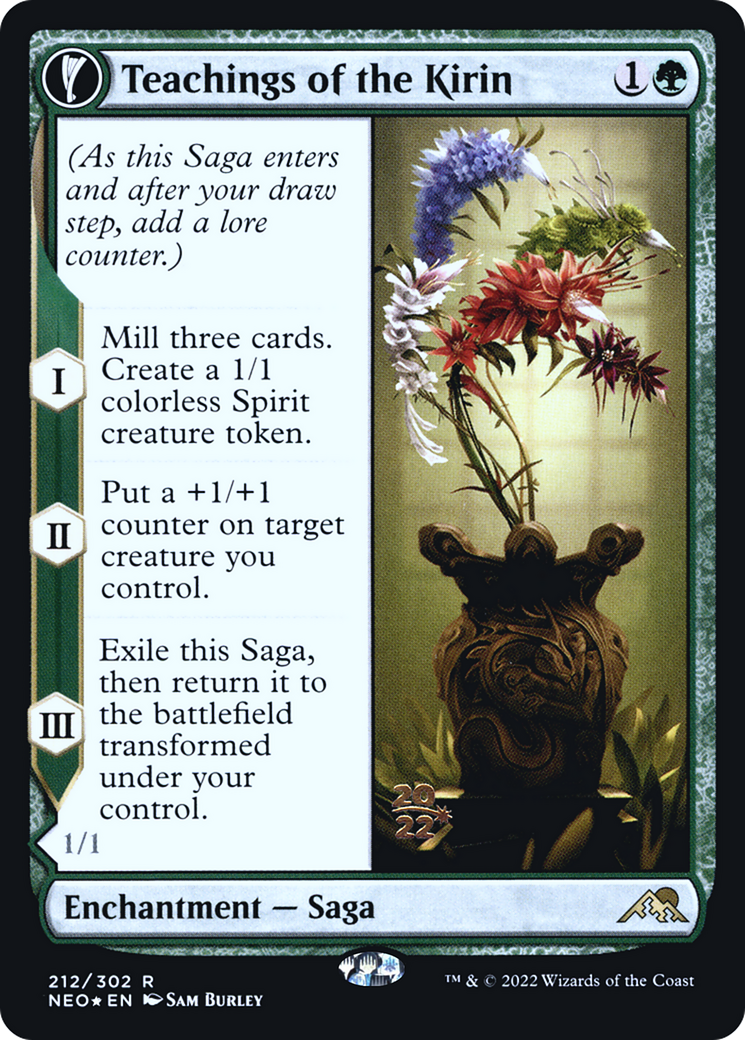 Teachings of the Kirin // Kirin-Touched Orochi (PRE-212S) - Kamigawa: Neon Dynasty Promos: (fandfc, enchantment) Foil
