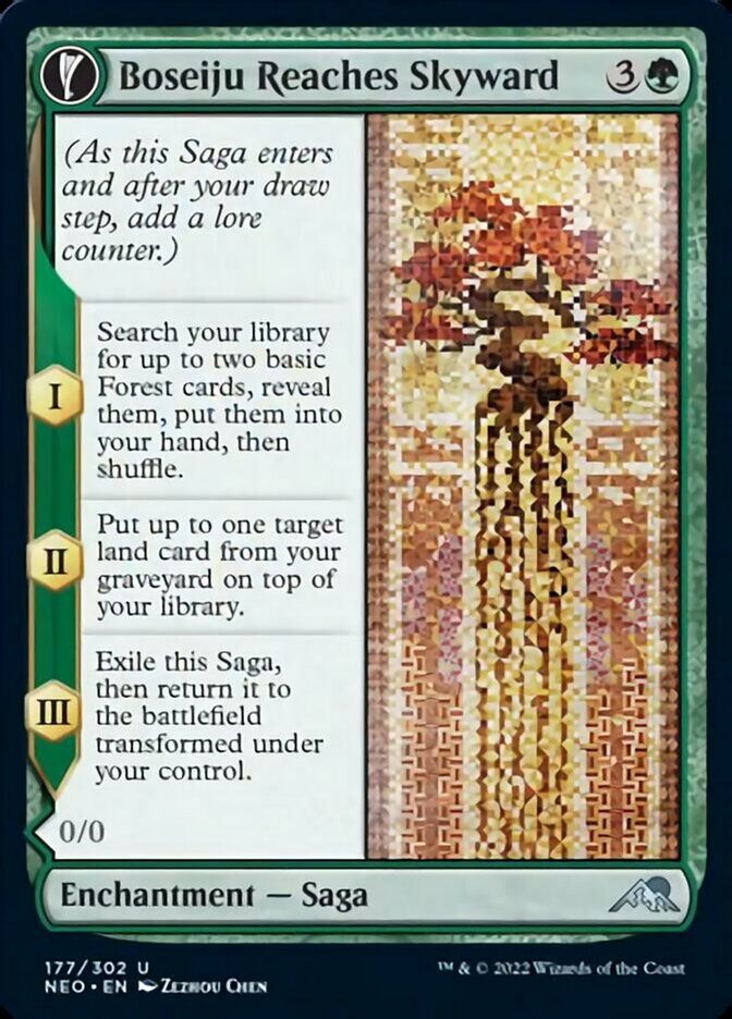 Boseiju Reaches Skyward // Branch of Boseiju (NEO-177) - Kamigawa: Neon Dynasty: (fandfc, enchantment)