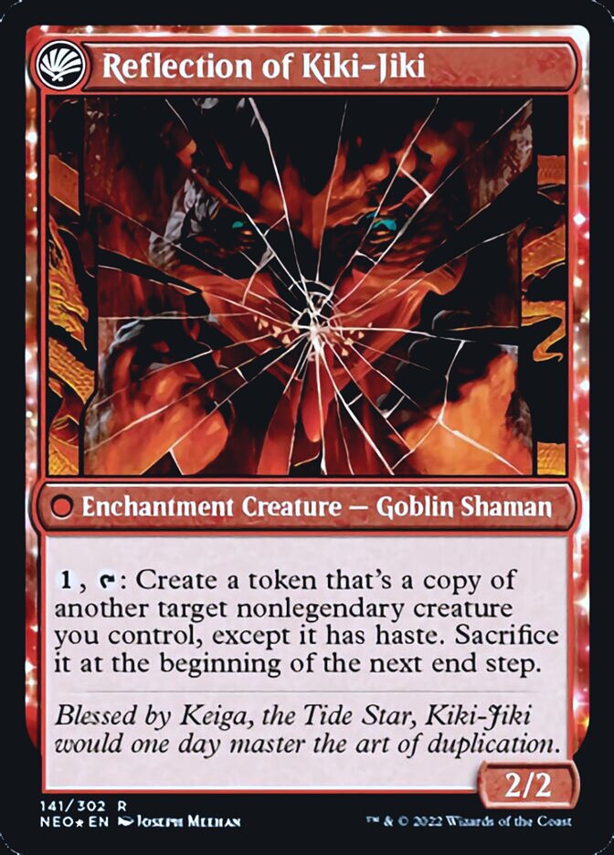 Fable of the Mirror-Breaker // Reflection of Kiki-Jiki (PRE-141S) - Kamigawa: Neon Dynasty Promos: (fandfc, enchantment) Foil