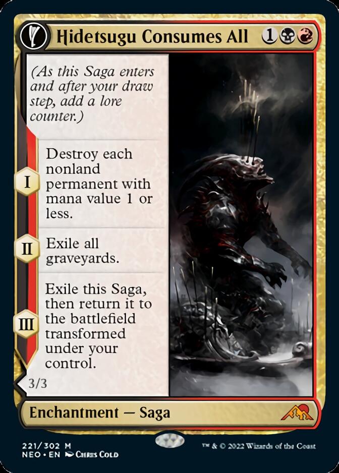 Hidetsugu Consumes All // Vessel of the All-Consuming (NEO-221) - Kamigawa: Neon Dynasty: (fandfc, enchantment)