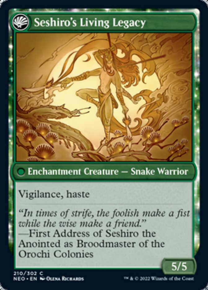 Tales of Master Seshiro // Seshiro's Living Legacy (NEO-210) - Kamigawa: Neon Dynasty: (fandfc, enchantment)