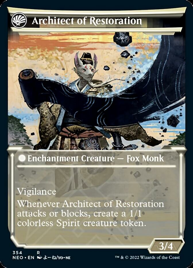 The Restoration of Eiganjo // Architect of Restoration (NEO-354) - Kamigawa: Neon Dynasty: (Showcase, fandfc)