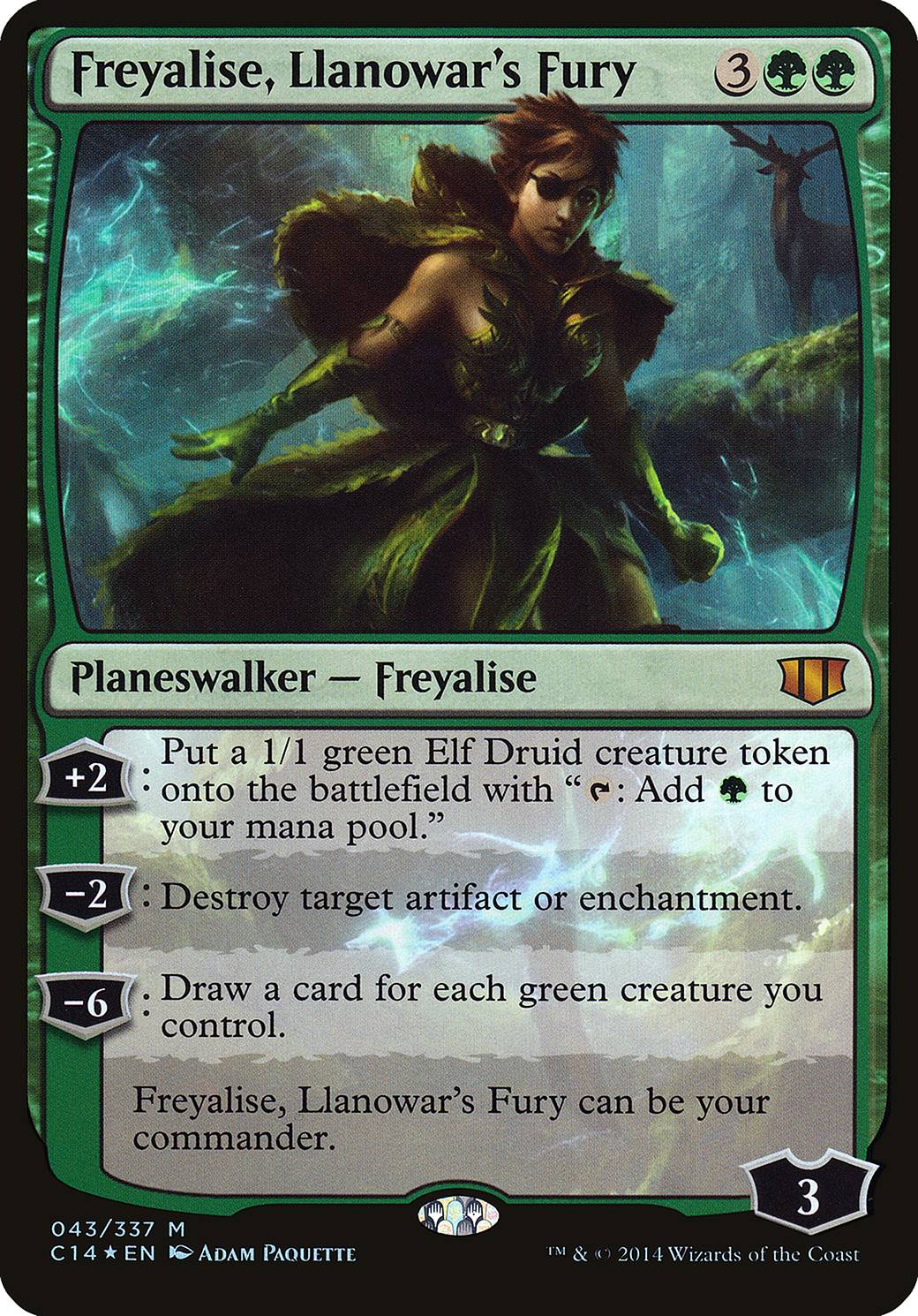 Freyalise, Llanowar's Fury (OVER-043) - Commander 2014 Oversized Foil