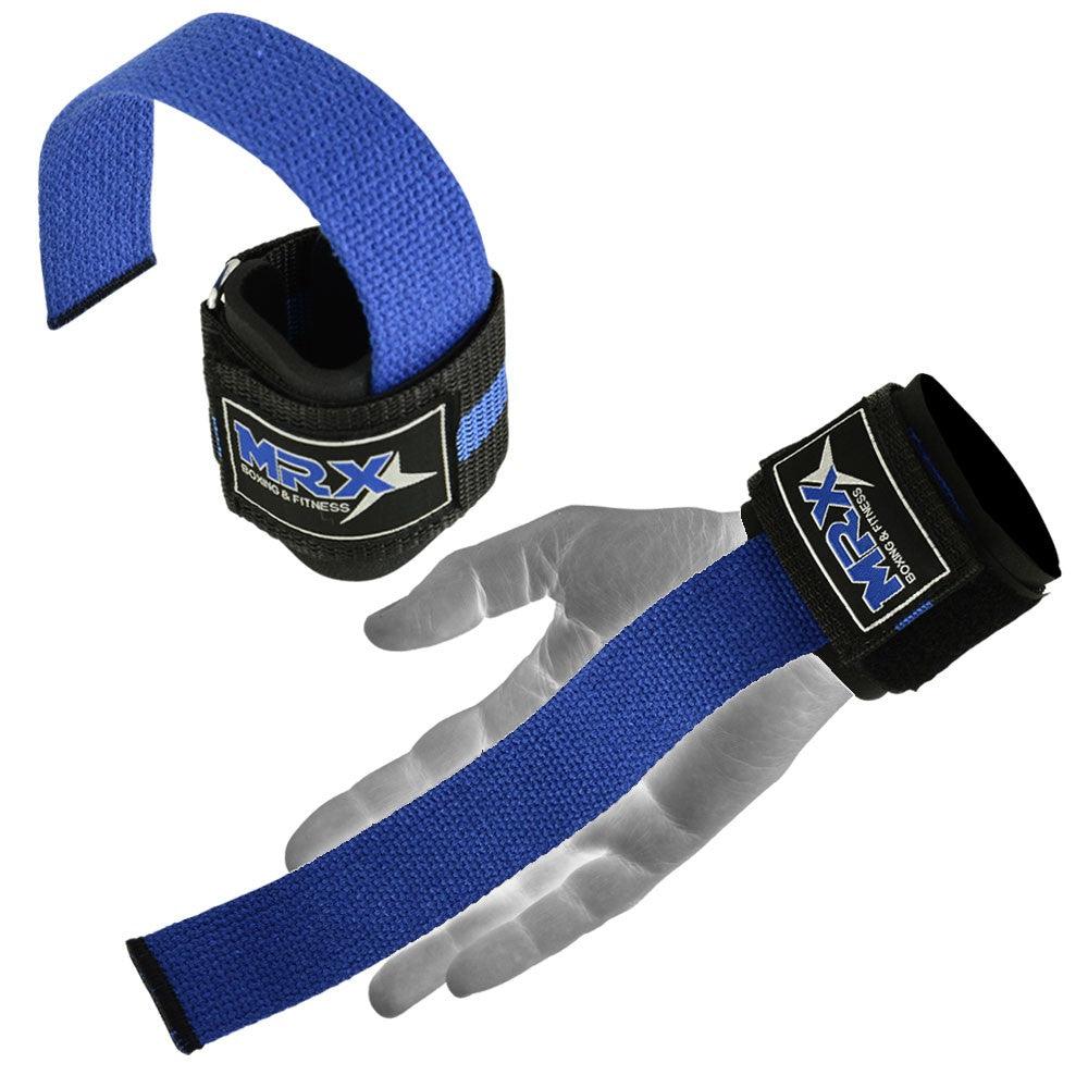 MRX Weight Lifting Bar Straps With Wrist Support Wraps Heavy Duty Bodybuilding Workout Gym Padded Strap Pair