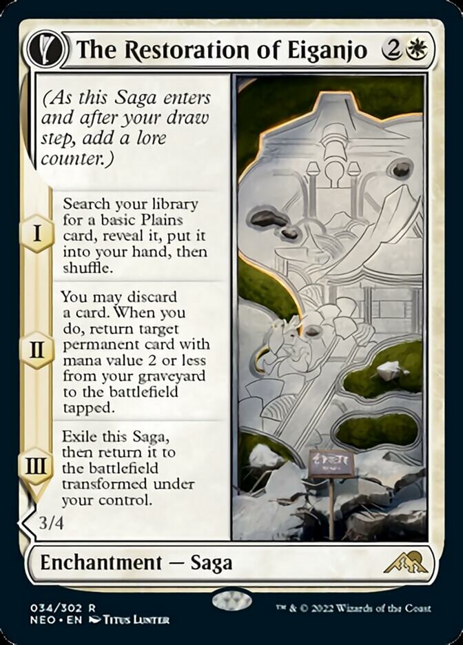 The Restoration of Eiganjo // Architect of Restoration (NEO-034) - Kamigawa: Neon Dynasty: (fandfc, enchantment)