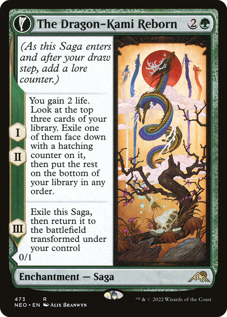 The Dragon-Kami Reborn // Dragon-Kami's Egg (NEO-473) - Kamigawa: Neon Dynasty: (Extended Art, fandfc, enchantment)