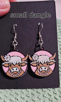 3d Western Cowgirl Cowboy Highland Cow Theme - Necklace, Purse Charm, Earrings, Keychain, Magnet