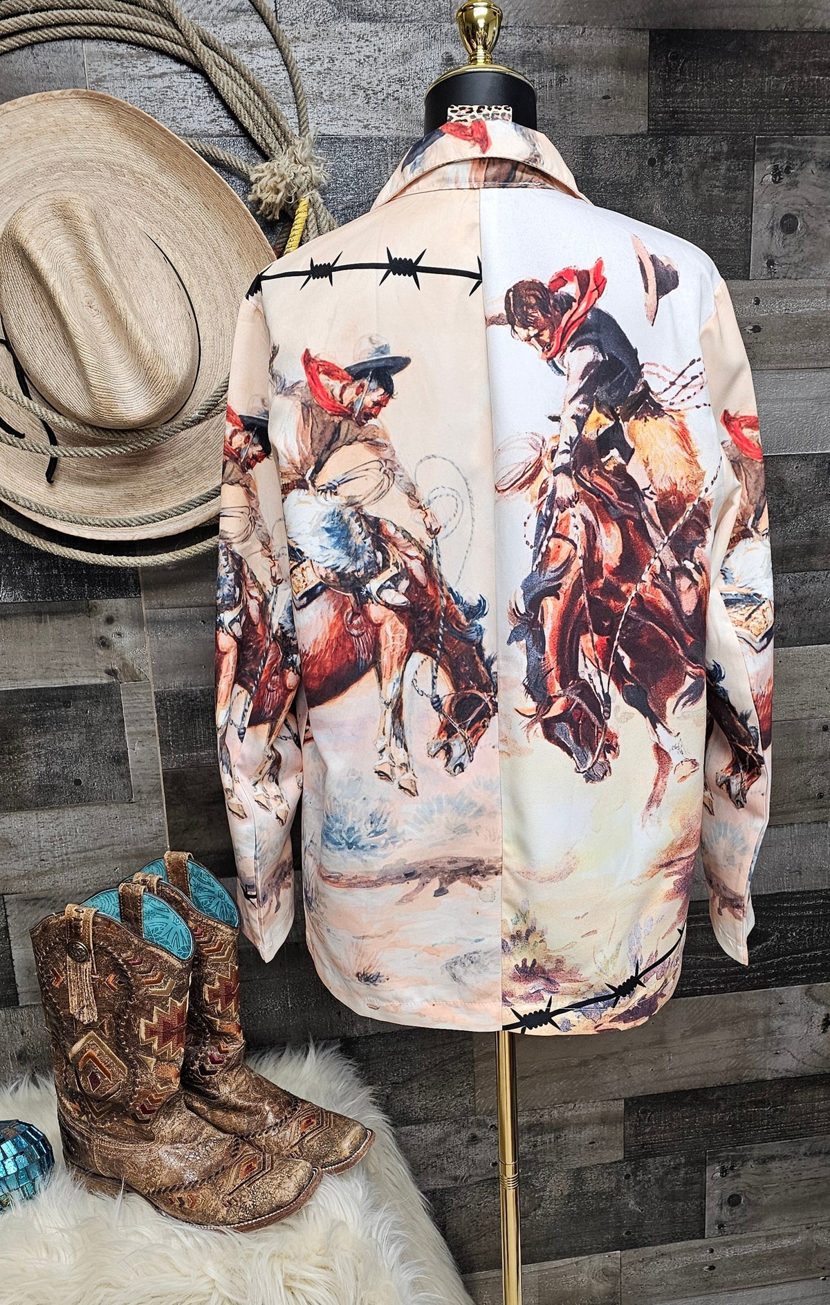 Baha Ranch Yeehaw Cowboy Vintage Western Retro Blazer